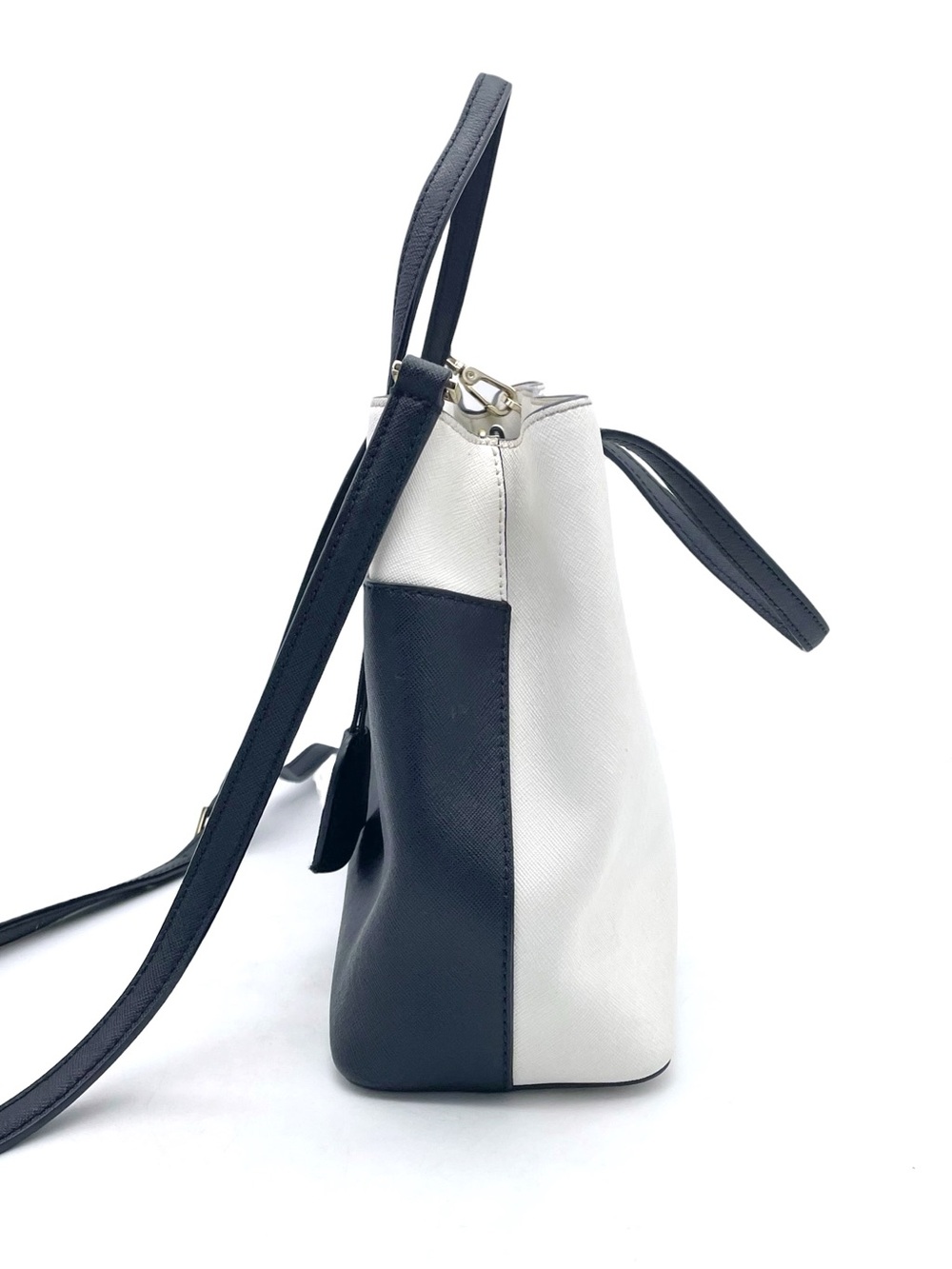 Kate Spade Maiden Way Clarke Satchel Crossbody Black White Saffiano Leather Bag - Picture 4 of 16